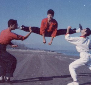 Dr Shahin Pourgol 180 degree split flying kick-1985