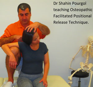 Dr Pourgol teaching osteopathic facilitated positional release technqiue